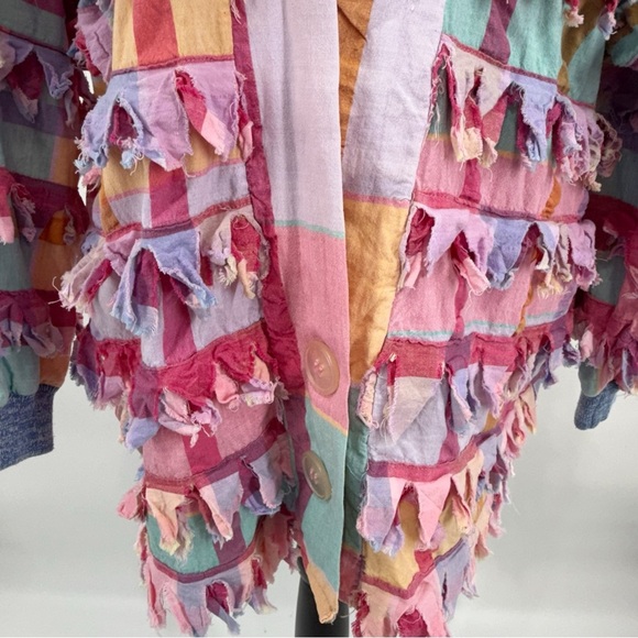 Vintage Paula Sweet Muslin Mink Patchwork Fringe Cardigan Jacket – Size Small - Picture 6 of 12